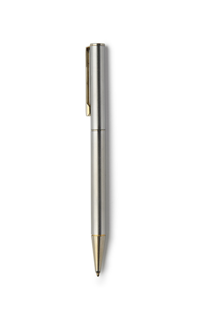 Серебряная шариковая ручка на белом фоне с обрезкой
  - Фото, изображение