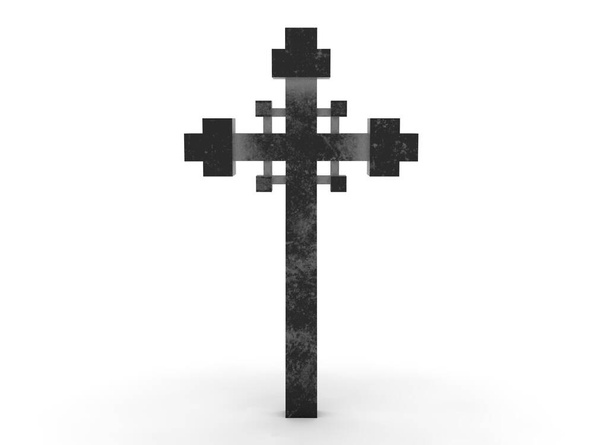 Kříž hrobu na bílém pozadí 3D vykreslování. - Fotografie, Obrázek
