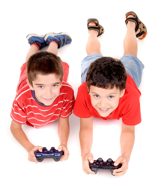 Boys playing video games - 写真・画像