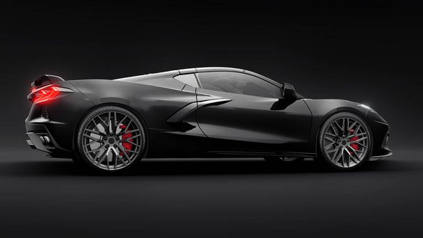 Super sportowy samochód na czarnym tle. Ilustracja 3D - Zdjęcie, obraz