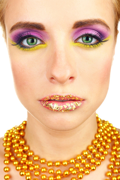 Beautiful woman with bright make-up, close up - Foto, imagen