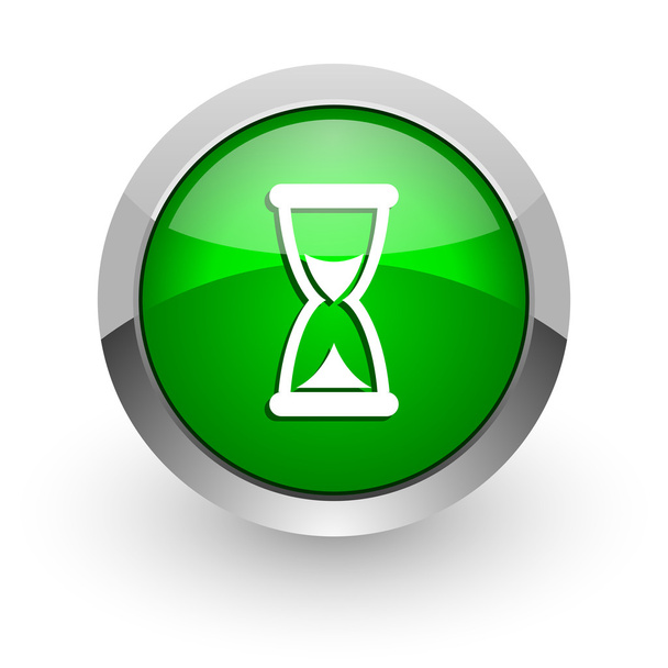 time green glossy web icon - Foto, afbeelding