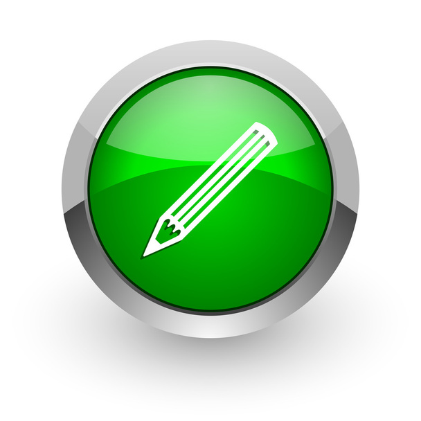 pencil green glossy web icon - Foto, Imagen