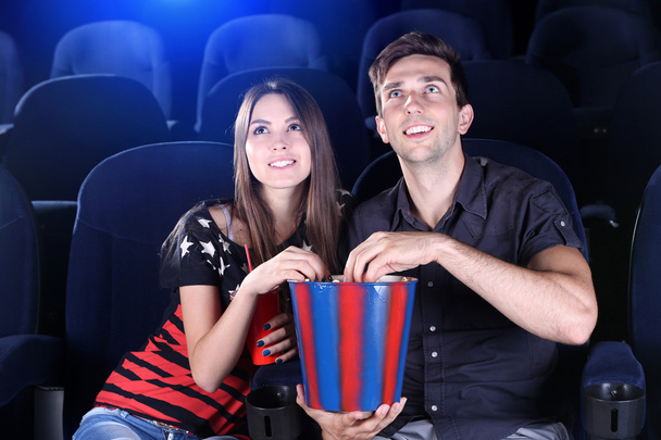 Couple watching movie in cinema - Foto, imagen