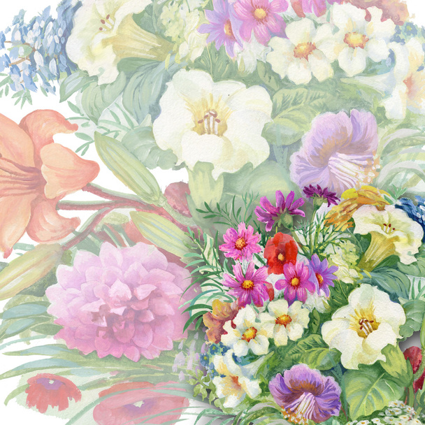 Watercolor flowers - Фото, изображение