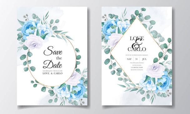 όμορφη γαμήλια κάρτα πρόσκληση με διακόσμηση λουλουδιών - Διάνυσμα, εικόνα