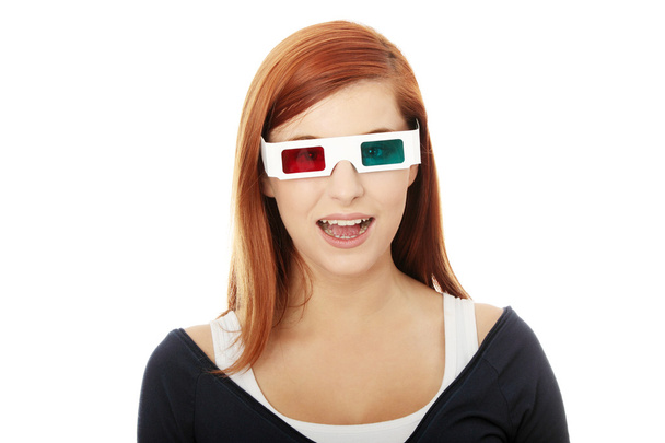 Woman in 3d cinema glasses - Fotoğraf, Görsel