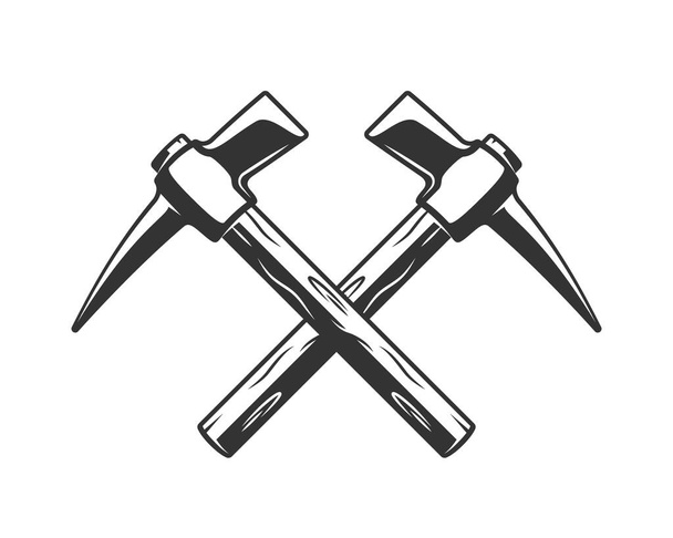 Due martelli in stile vintage isolati su fondo bianco. Illustrazione vettoriale - Vettoriali, immagini