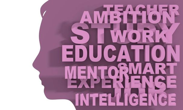 Silhouette of a female head and education words cloud. - Foto, Imagem