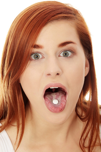 Young woman with pills - Foto, Imagem