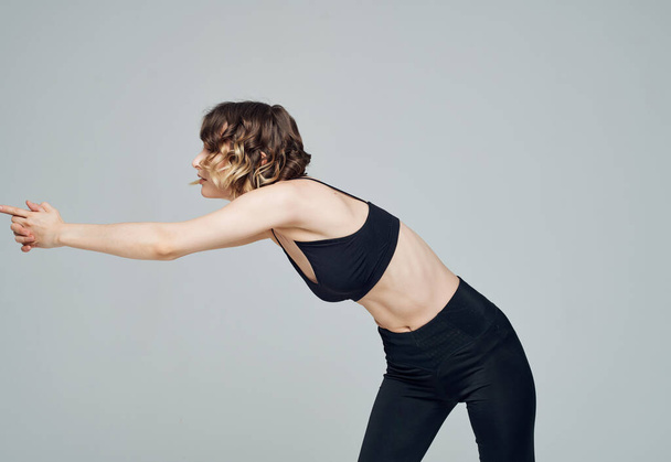 mulher ginasta treino stretch asana estilo de vida ativo - Foto, Imagem