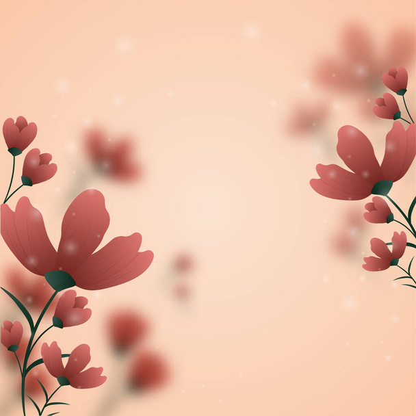 Beautiful Floral Decorated Peach Background. - Διάνυσμα, εικόνα