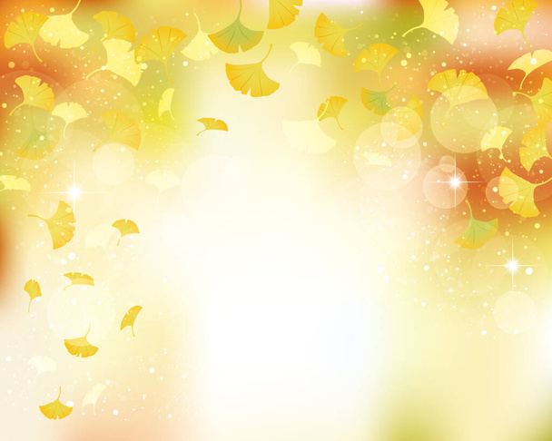 銀杏の葉と光とぼかしの背景 - ベクター画像
