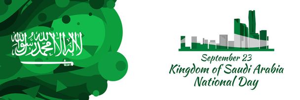 23 de setembro, Feliz Reino da Arábia Saudita ilustração Vetor Dia Nacional. Adequado para cartão de saudação, cartaz e banner. - Vetor, Imagem