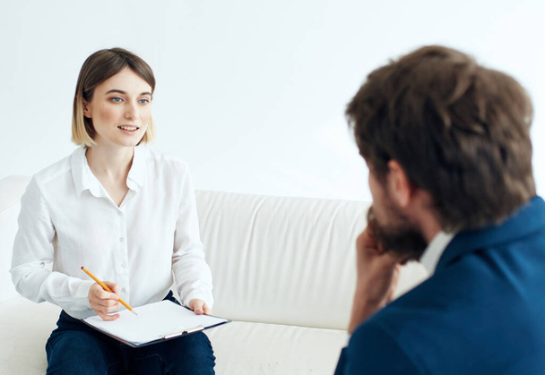 woman psychologist work with patient help consultation treatment - 写真・画像