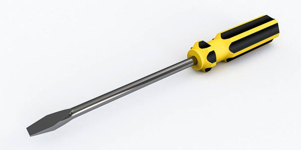 flat screwdriver isolated on white background 3d illustration  - Photo, Image