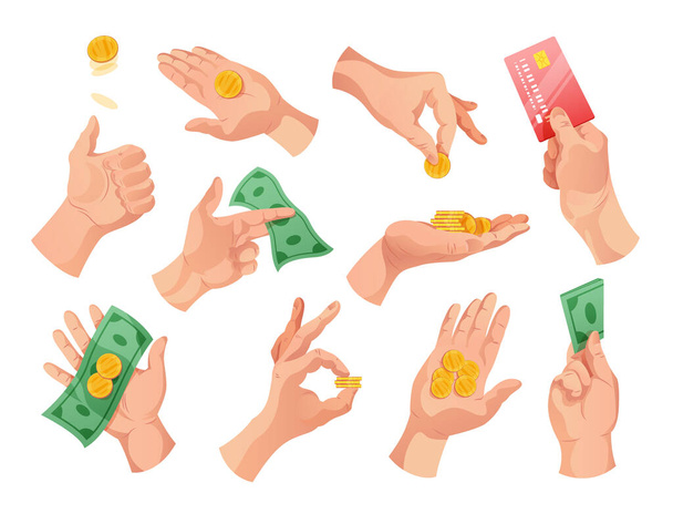 Χέρια που κατέχουν σύνολο χρημάτων - Διάνυσμα, εικόνα