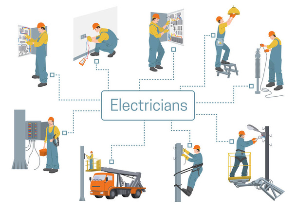 Eletricistas Infográficos Ilustração - Vetor, Imagem