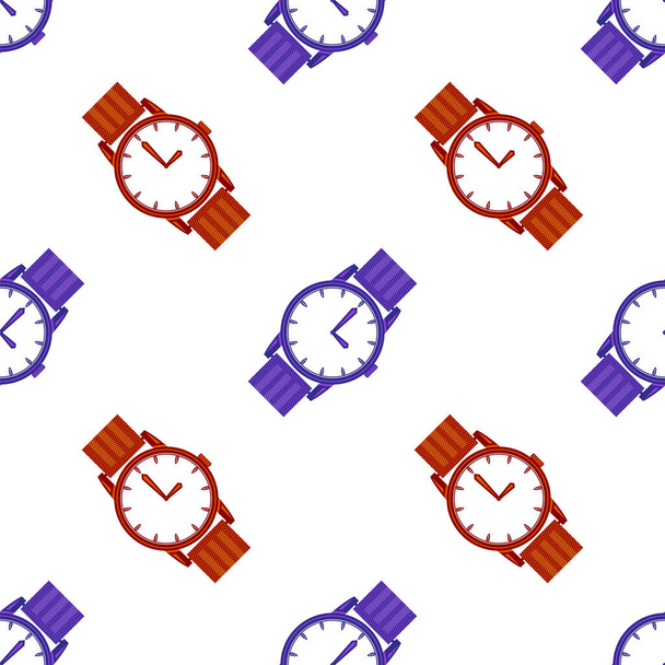 Ikona zegarka nadgarstkowego w klasycznym wzornictwie Izolowana na białym tle. Płynny wzór - Wektor, obraz