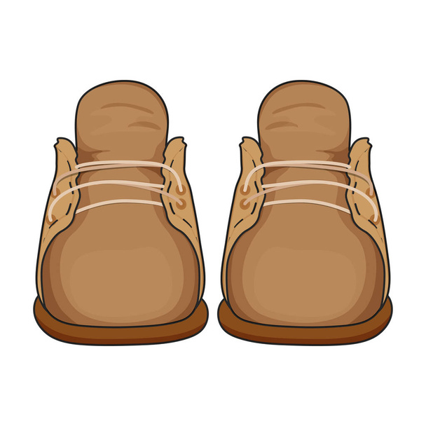 Милые осенние туфли, коричневые сапоги. Векторная иллюстрация. - Вектор,изображение