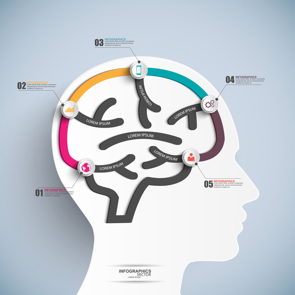 infographics beyin vektör tasarım şablonu - Vektör, Görsel