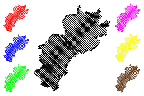 クセル地区(ドイツ連邦共和国,ラインラント・プファルツ州)地図ベクトル図,スケッチブック｜クセル地図 - ベクター画像