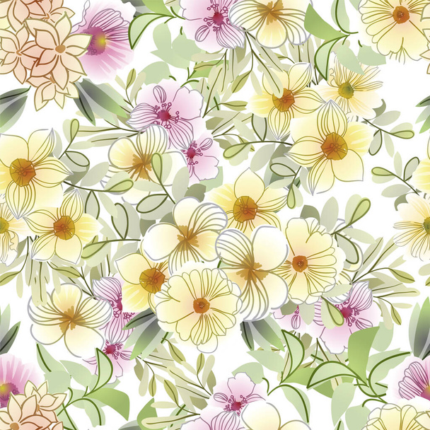 Seamless pattern with beautiful floral elements - Vecteur, image