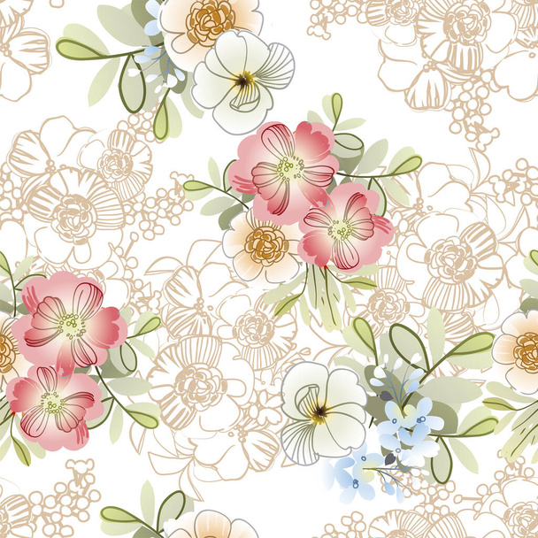 Seamless pattern with beautiful floral elements - Vektor, obrázek
