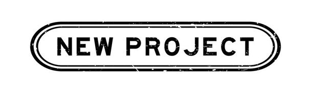 Grunge negro nuevo sello de sello de goma palabra proyecto sobre fondo blanco - Vector, Imagen