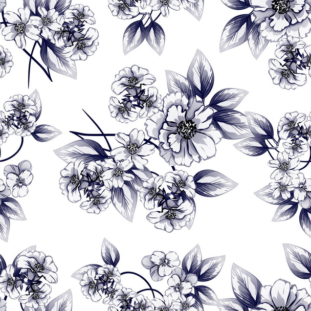 Seamless pattern with beautiful floral elements - Διάνυσμα, εικόνα