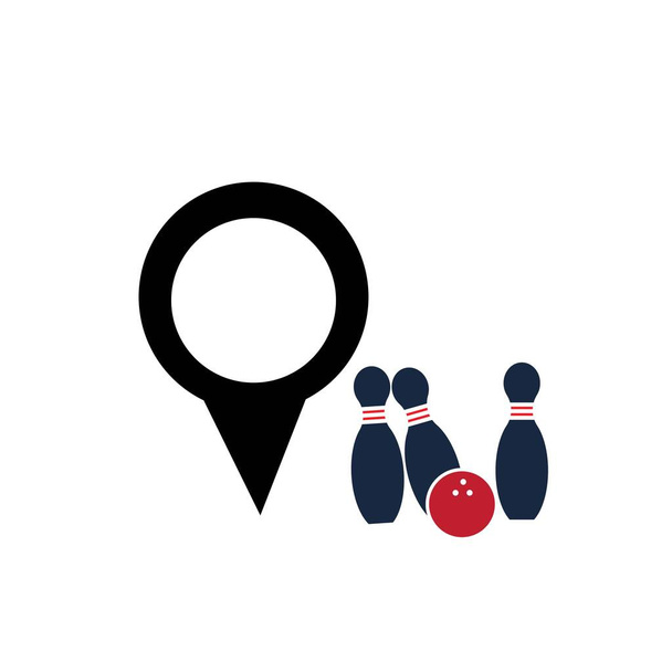 Bowling-Kartenpunkt-Konzept Logo, Symbole und Symbol. Bowling-Ball und Pin-Vektor-Illustration. - Vektor, Bild