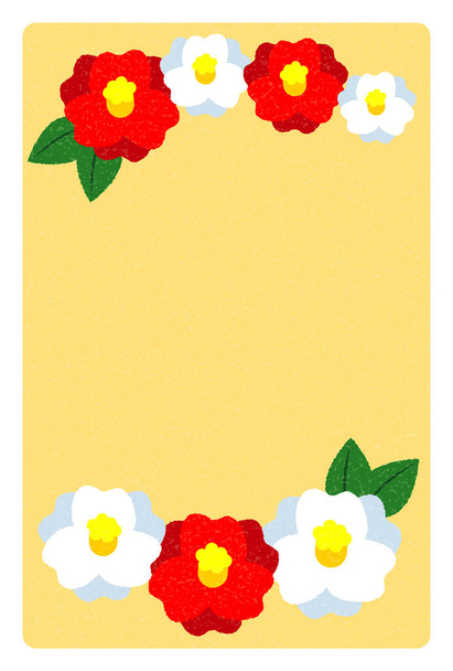 2022 New Year's card design template Red and white camellia - Vector, Image