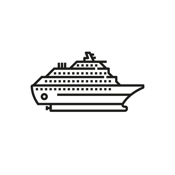Cruise ship vector outline style black filled icon isolated - Vector, Image