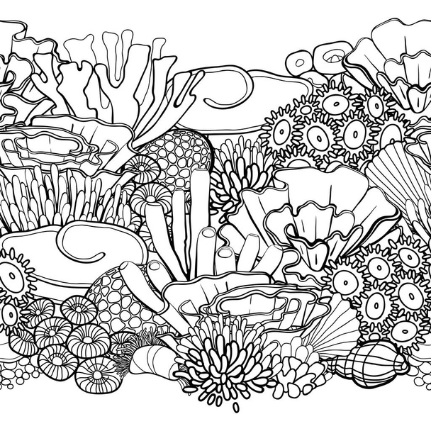 Grafisch zeewier, koralen en oceaanplanten - Vector, afbeelding