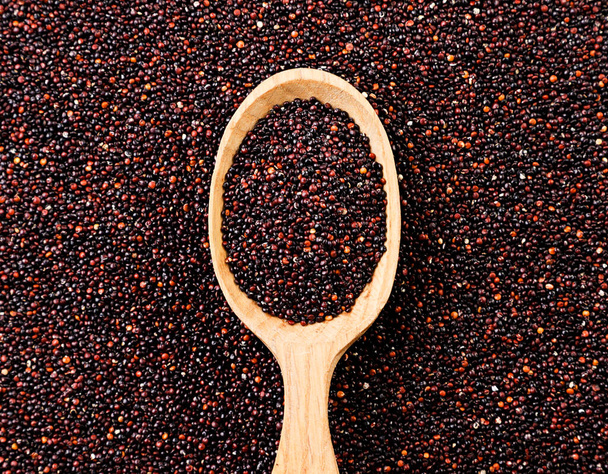 Antecedentes do close-up da quinoa negra. A vista de cima - Foto, Imagem