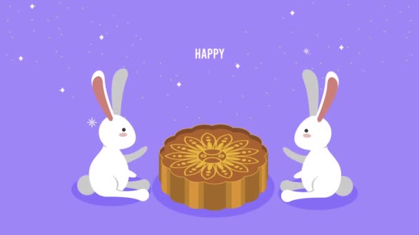 Mutlu sonbahar festivali mektupları, tavşanlar ve ay çörekleri - Video, Çekim