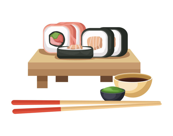 sushi in board - Vector, Image