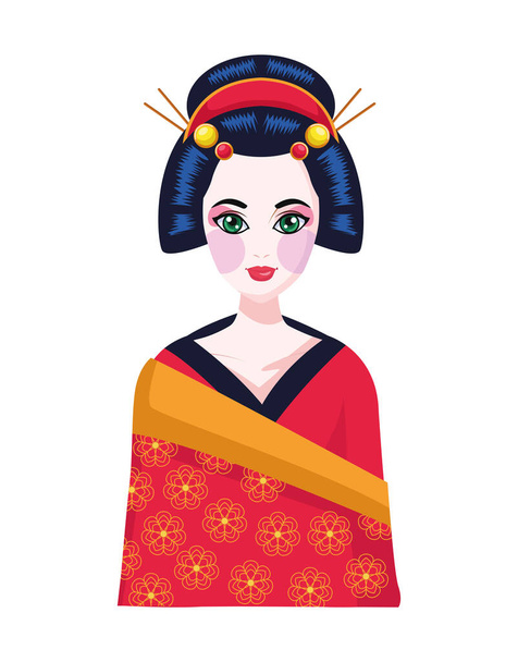 Gyönyörű gésa karakter - Vektor, kép