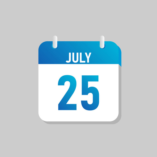 White daily calendar Icon July in a Flat Design style. Easy to edit Isolated vector Illustration. - Вектор,изображение