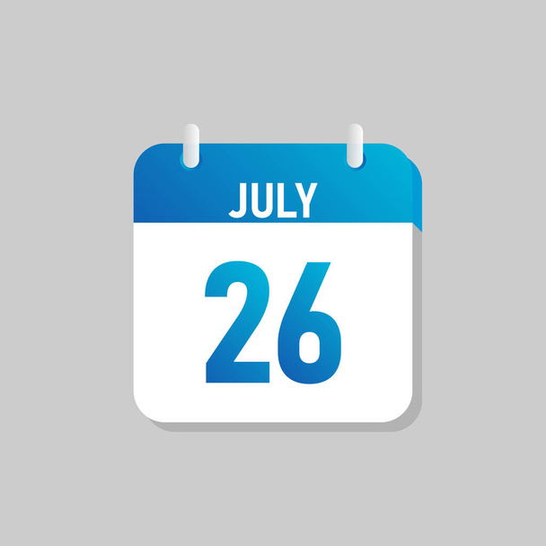 White daily calendar Icon July in a Flat Design style. Easy to edit Isolated vector Illustration. - Vetor, Imagem