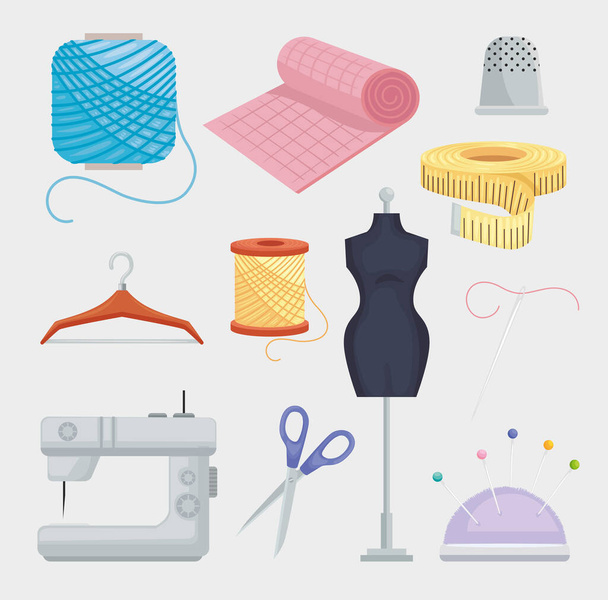 Sewing icon set - Vector, Image