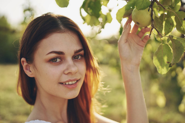 kobieta na zewnątrz w pobliżu roślin winogrona podróży słońce - Zdjęcie, obraz