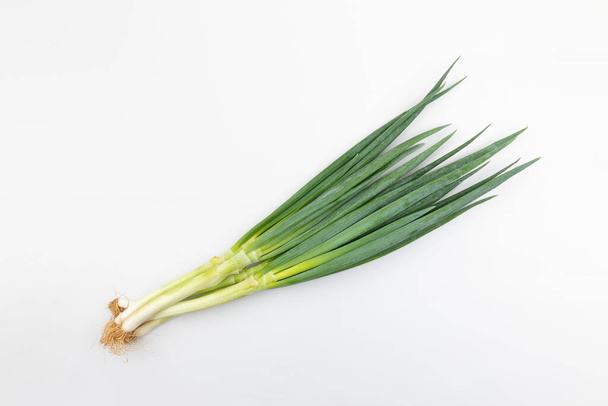 green spring onion, white background - Foto, Imagen