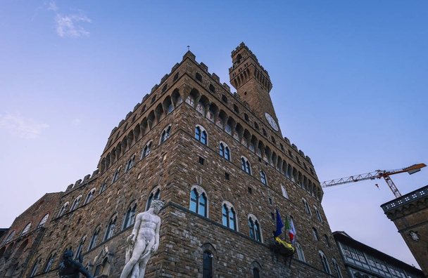 A low angle shot of the Palazzo Vecchio in Florence, Tuscany, Italy - Fotografie, Obrázek