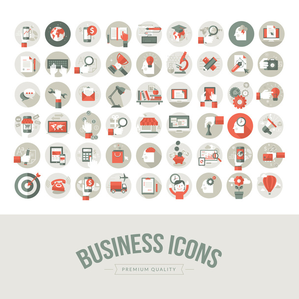 Conjunto de iconos de negocio de diseño plano
 - Vector, Imagen