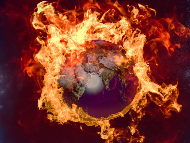 The infernal gorenje of the planet Earth, the Day of Judgment. 3d rendering. - Фото, изображение