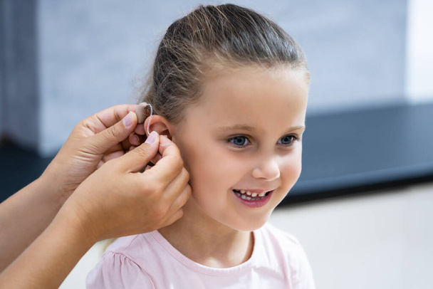 Audiology Hearing Aid For Child. Audiologist And Deaf Disability - Fotografie, Obrázek