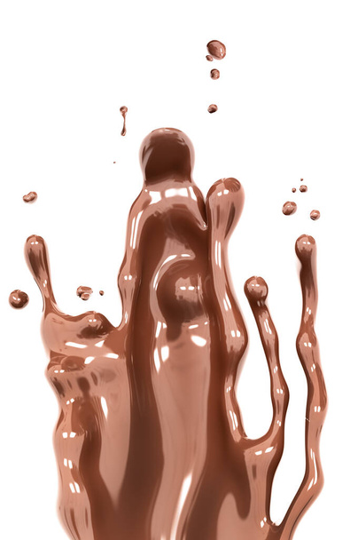 Splash de chocolate, onda de chocolate fundo abstrato, renderização 3d isolado  - Foto, Imagem