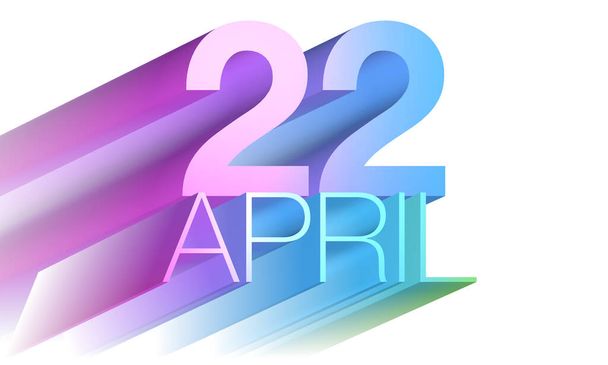 22 апреля надпись фиолетовым, синим и зеленым цветом. Иллюстрация. - Фото, изображение