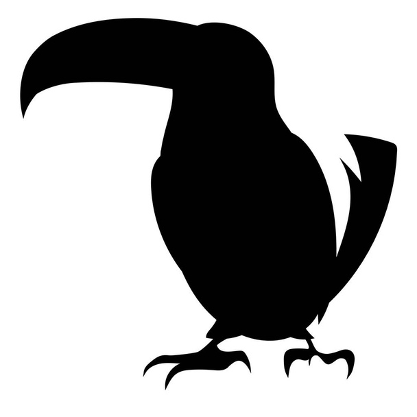 Чорний тукан стоїть у силуеті. Силует чорної птиці проти білого фону - жодного неба. Безкоштовний вектор - Вектор, зображення